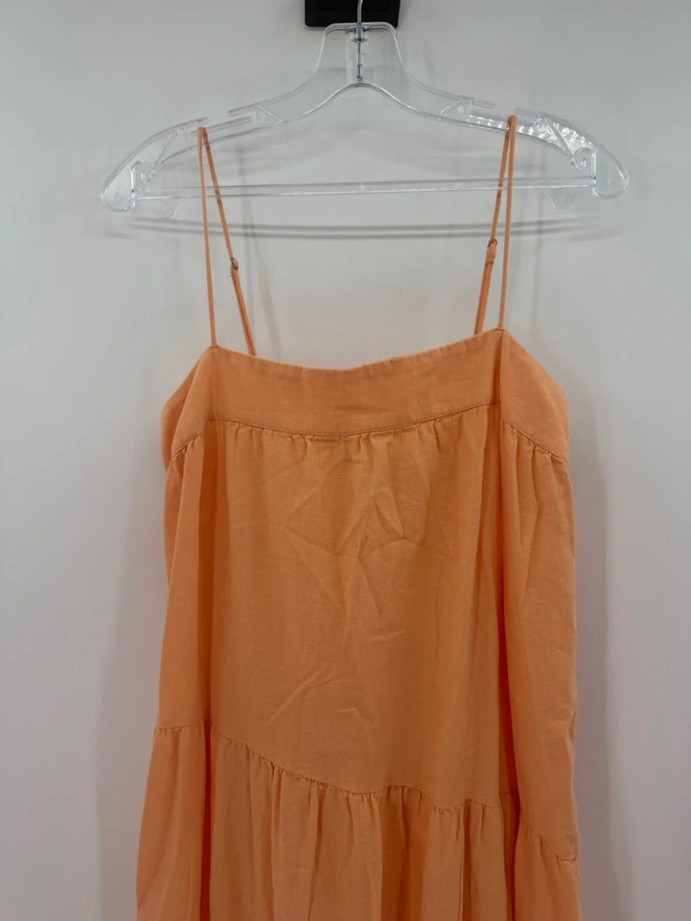 Abercrombie & Fitch Asymmetrical Tiered Linen Blend Maxi Dress - Peach - Medium